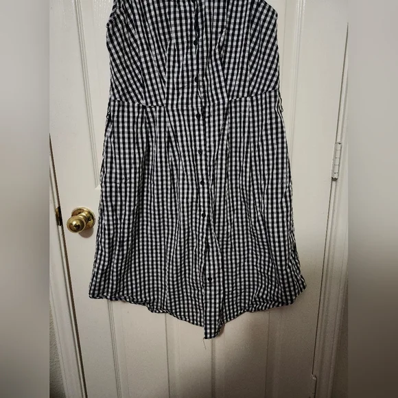 Who What Wear Black White Gingham Sleeveless Button Down Shirt Dress M - Picture 3 of 11
